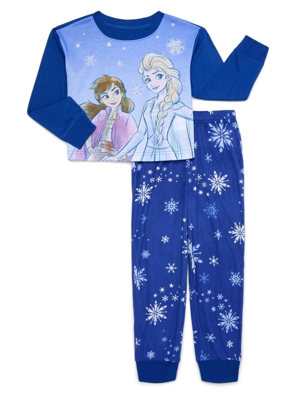 Girls' Blue Frozen-Themed Long Sleeve Pajama Set
